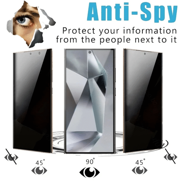 Protect your screen and privacy with this 3-pack anti-spy fingerprint unlock tempered glass for Samsung Galaxy models.