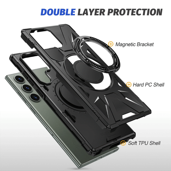 Magnetic Samsung Galaxy Case – Magsafe Compatible Shockproof Cover with Rotating Bracket - Image 4