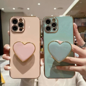 3D Love Bracket Phone Case for iPhone with Heart Kickstand.