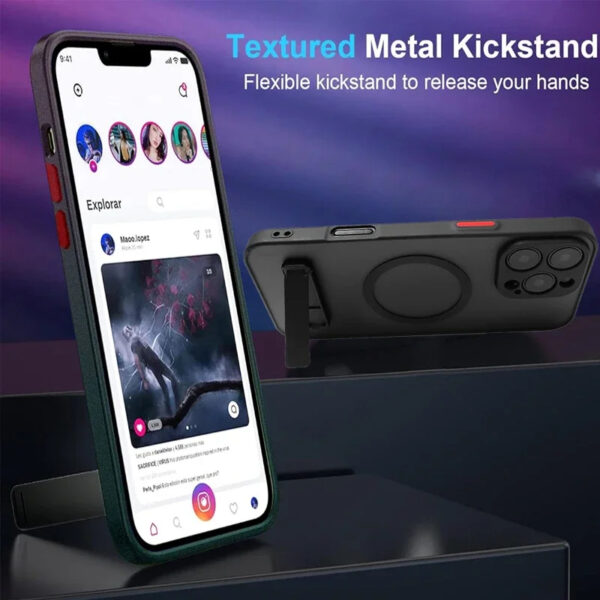 UYUXIO Magnetic iPhone Case with Kickstand – Translucent for iPhone 11–16 Pro Max/Plus - Image 2