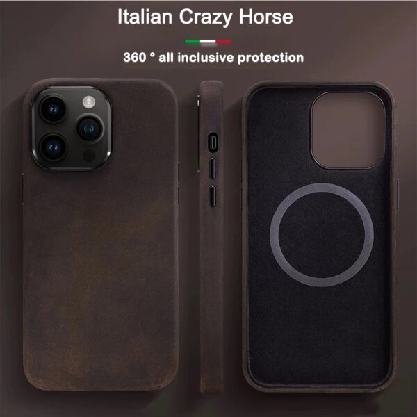 Melkco Crazy Horse Genuine Leather iPhone Case with MagSafe for iPhone 14/15/16 Pro Max - Image 3