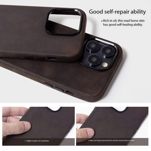 Melkco Crazy Horse Genuine Leather iPhone Case with MagSafe for iPhone 14/15/16 Pro Max - Image 5
