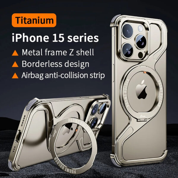 Magnetic Z Shell Metal Case for iPhone 13 to 16 Pro Max