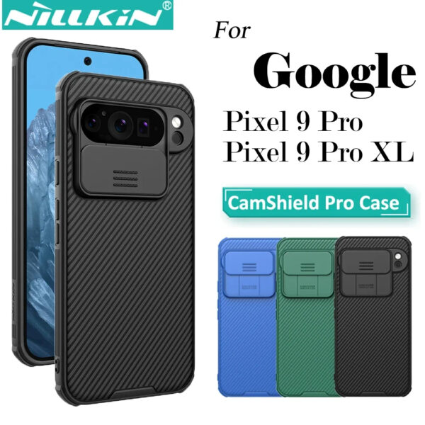 Nillkin CamShield Pro Case for Google Pixel 9 Pro XL in Black, Blue, and Green