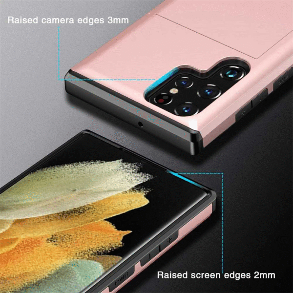 Close-up showing raised edges of screen and camera
