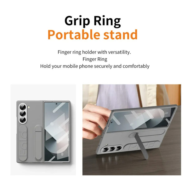 Folded Samsung Z Fold case used as a kickstand