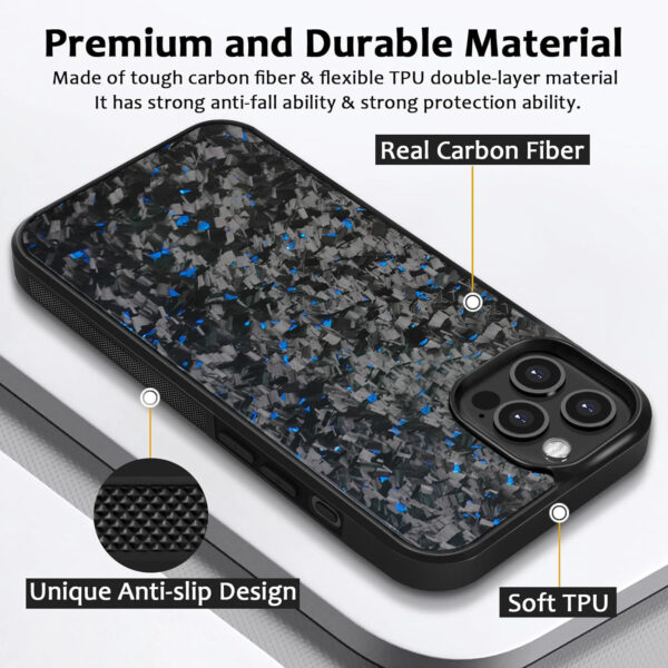 Premium carbon fiber case with anti-slip and soft TPU structure