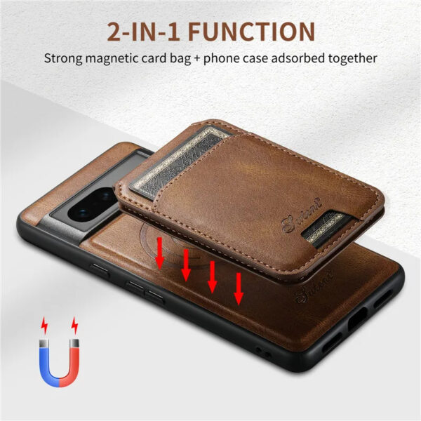 2-in-1 function showing detachable magnetic wallet from Pixel case.