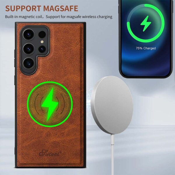 Shockproof Samsung S24 Ultra Case Leather Magnetic