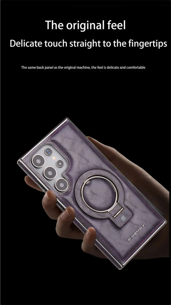 Handheld Purple Leather Magnetic Case