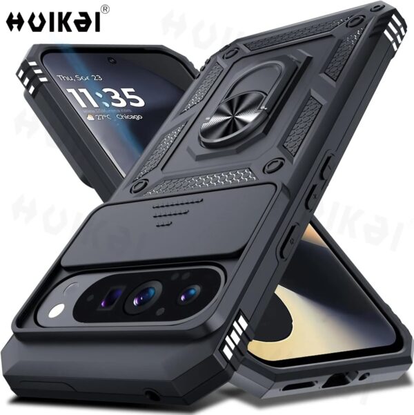 Rugged Magnetic Kickstand Phone Case – feature view for Google Pixel 7/7A/7 Pro – shockproof, military-grade design.
