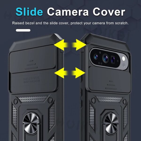 Rugged Magnetic Kickstand Phone Case – feature view for Google Pixel 7/7A/7 Pro – shockproof, military-grade design.