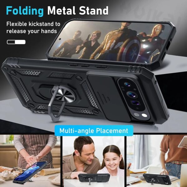 Rugged Magnetic Kickstand Phone Case – feature view for Google Pixel 7/7A/7 Pro – shockproof, military-grade design.