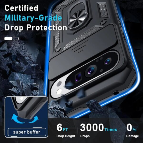 Rugged Magnetic Kickstand Phone Case – feature view for Google Pixel 7/7A/7 Pro – shockproof, military-grade design.