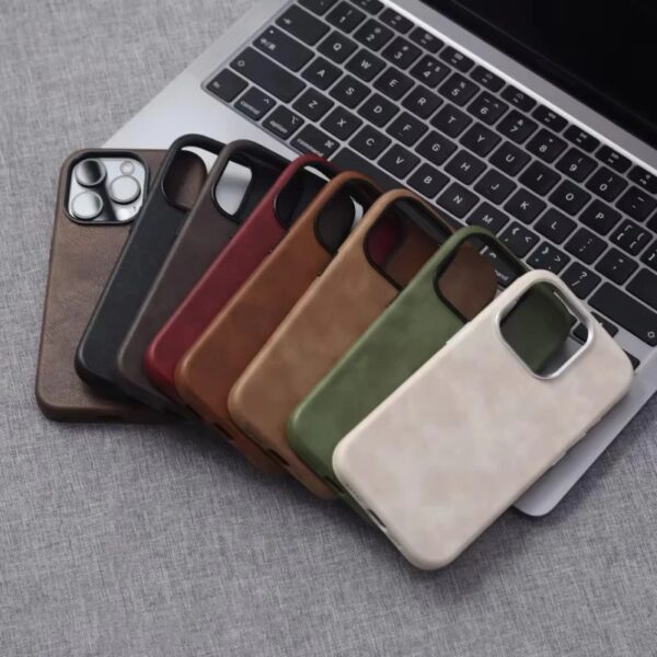 All available color variants of the leather case lined up