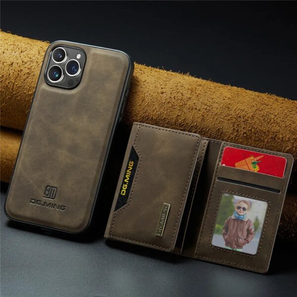 Coffee brown detachable leather wallet phone case for iPhone
