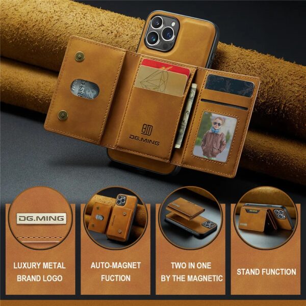 Detachable magnetic leather iPhone wallet case with luxury design