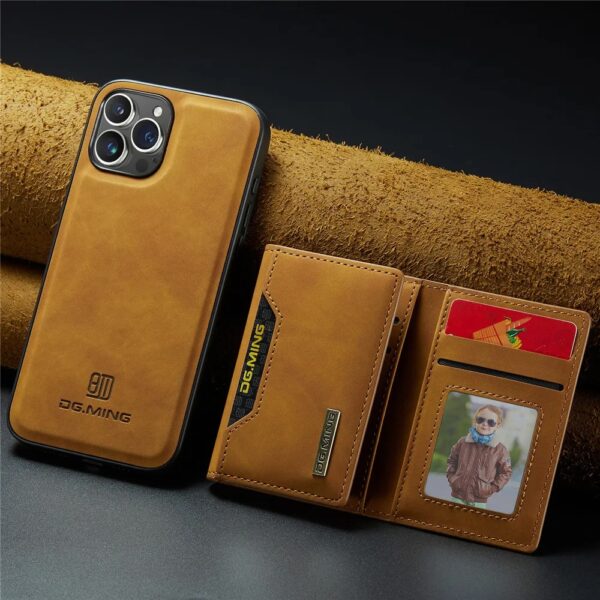 Brown detachable leather wallet case for iPhone with stand