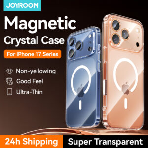 Magnetic Crystal Clear Case for iPhone 17 Pro Max in Blue and Rose Gold