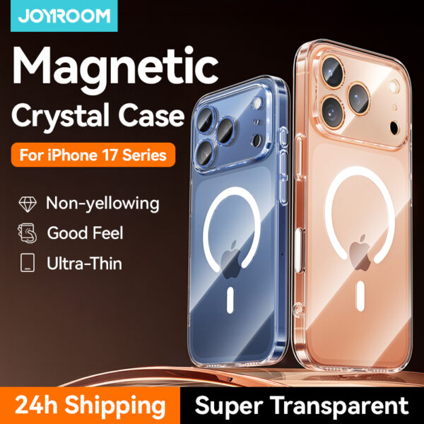 Magnetic Crystal Clear Case for iPhone 17 Pro Max in Blue and Rose Gold