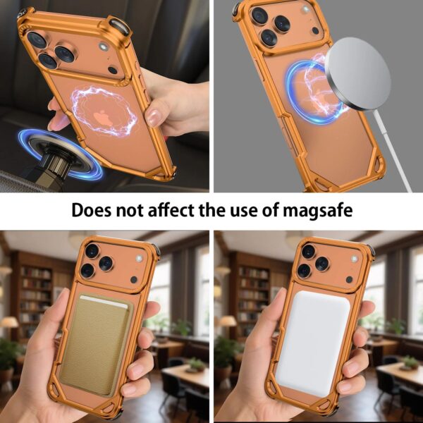 iPhone 17 using MagSafe wallet and charger with Oatsbasf case