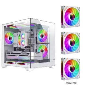 270 panoramic pc case white no pillar 270 degree full view glass