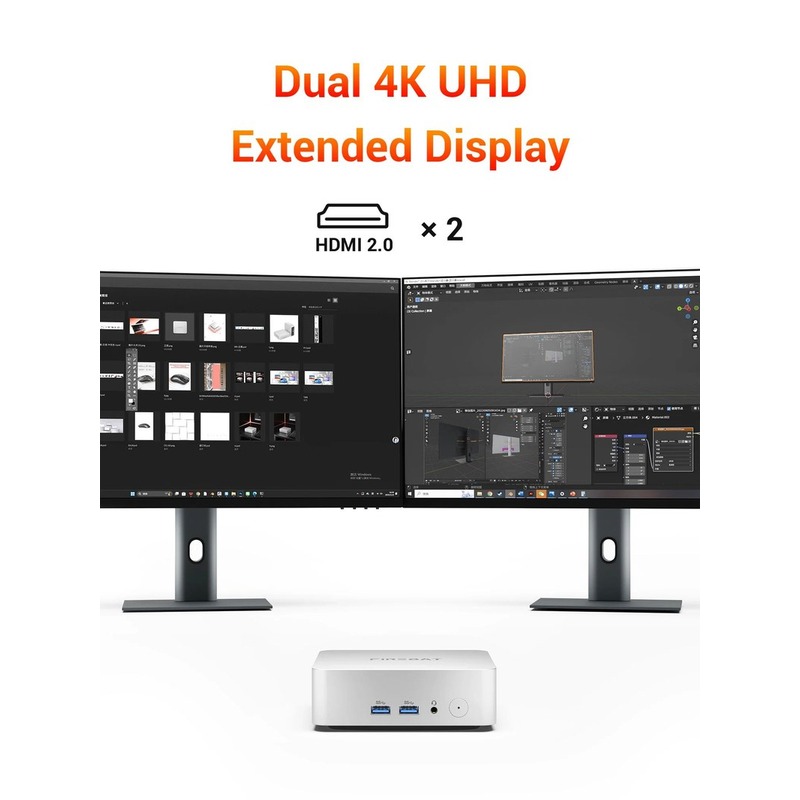 FIREBAT R2 Mini PC dual HDMI for dual monitor workflow and 4K output