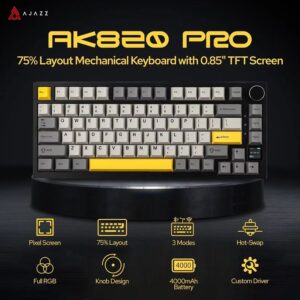 Ajazz AK820 AK820 Pro mechanical keyboard with 0.85 inch TFT screen and 75% layout