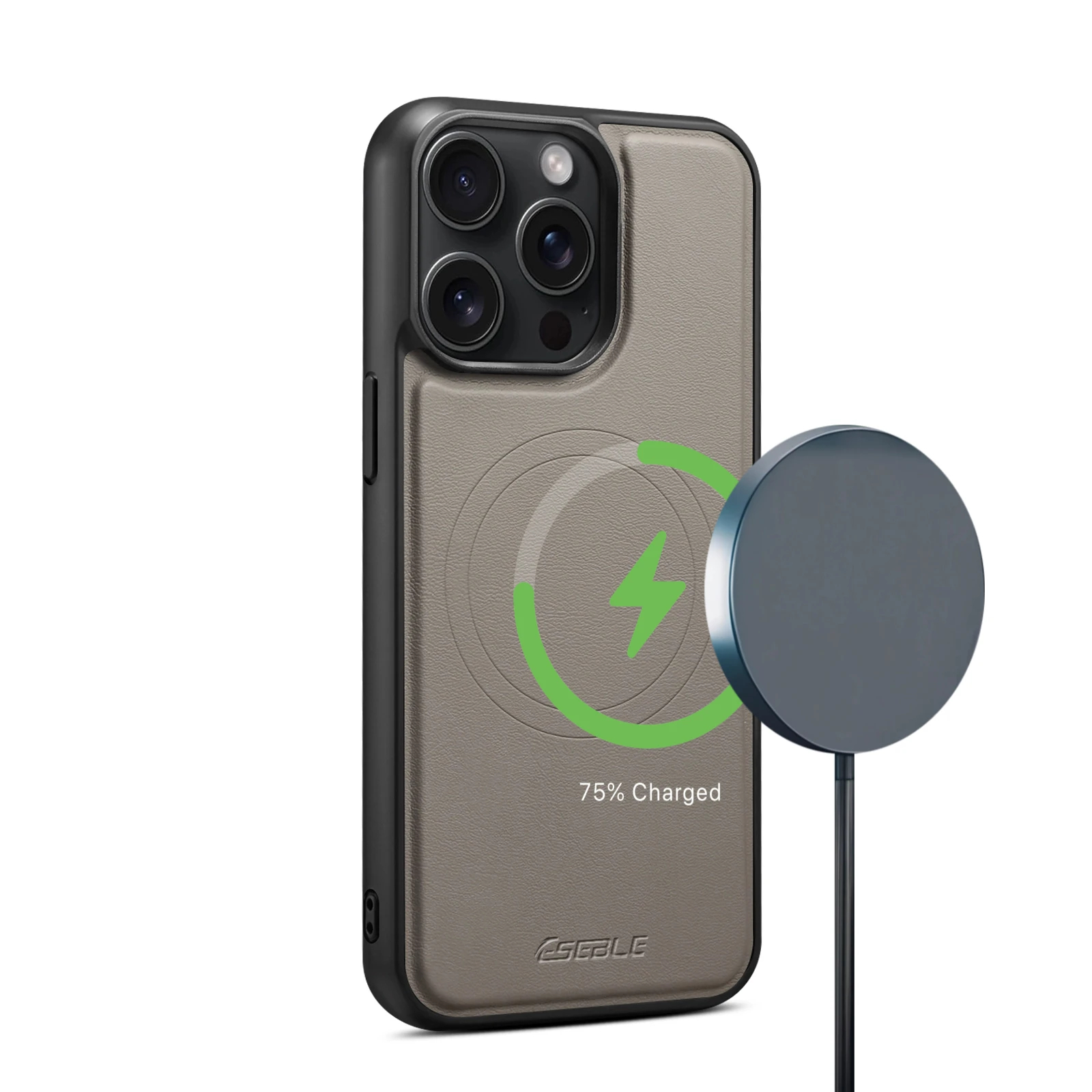 Detachable leather iPhone wallet case side view