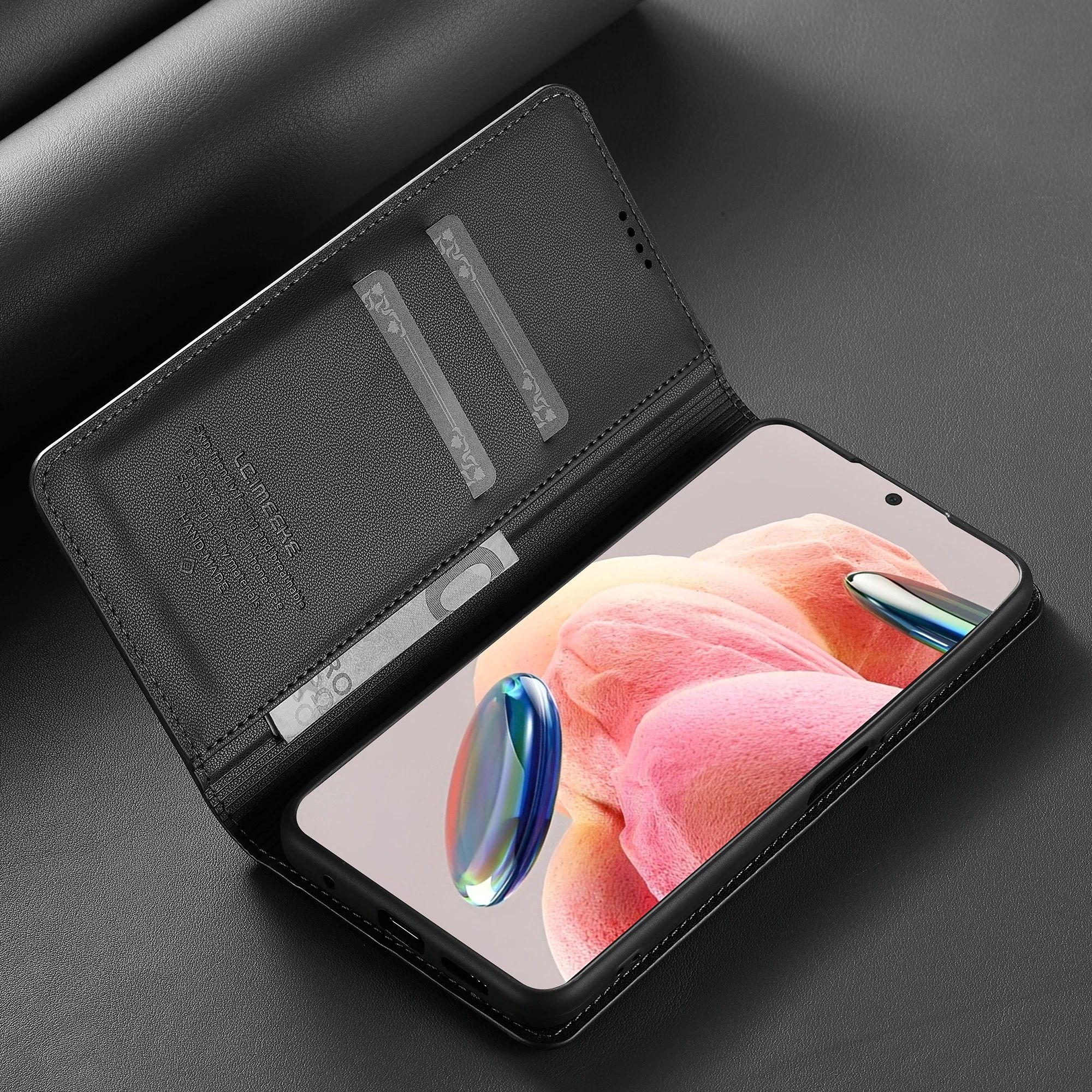 Redmi flip leather wallet case front view