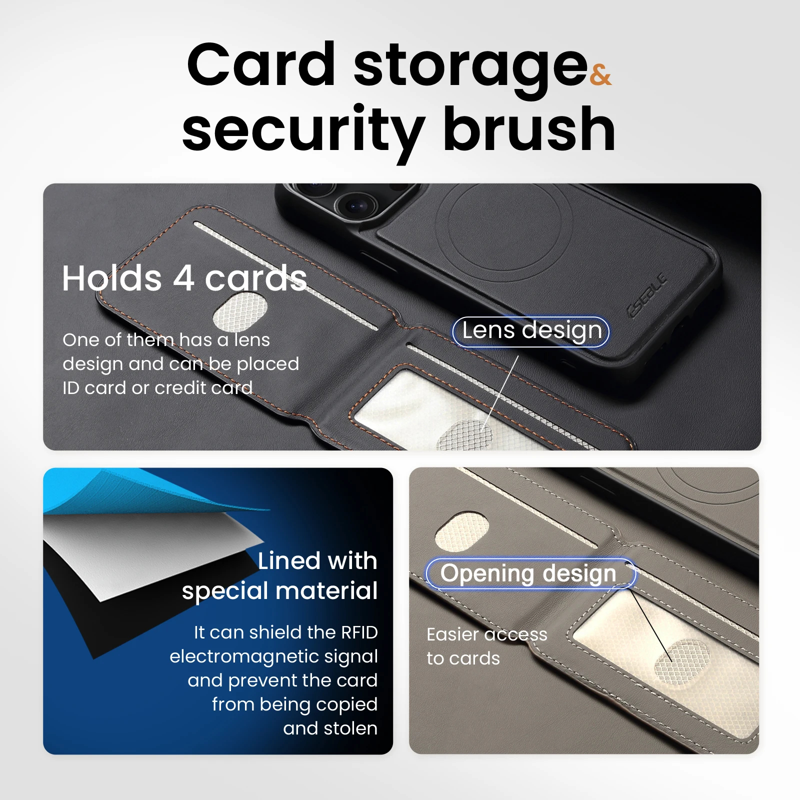 Detachable leather iPhone wallet case card holder view