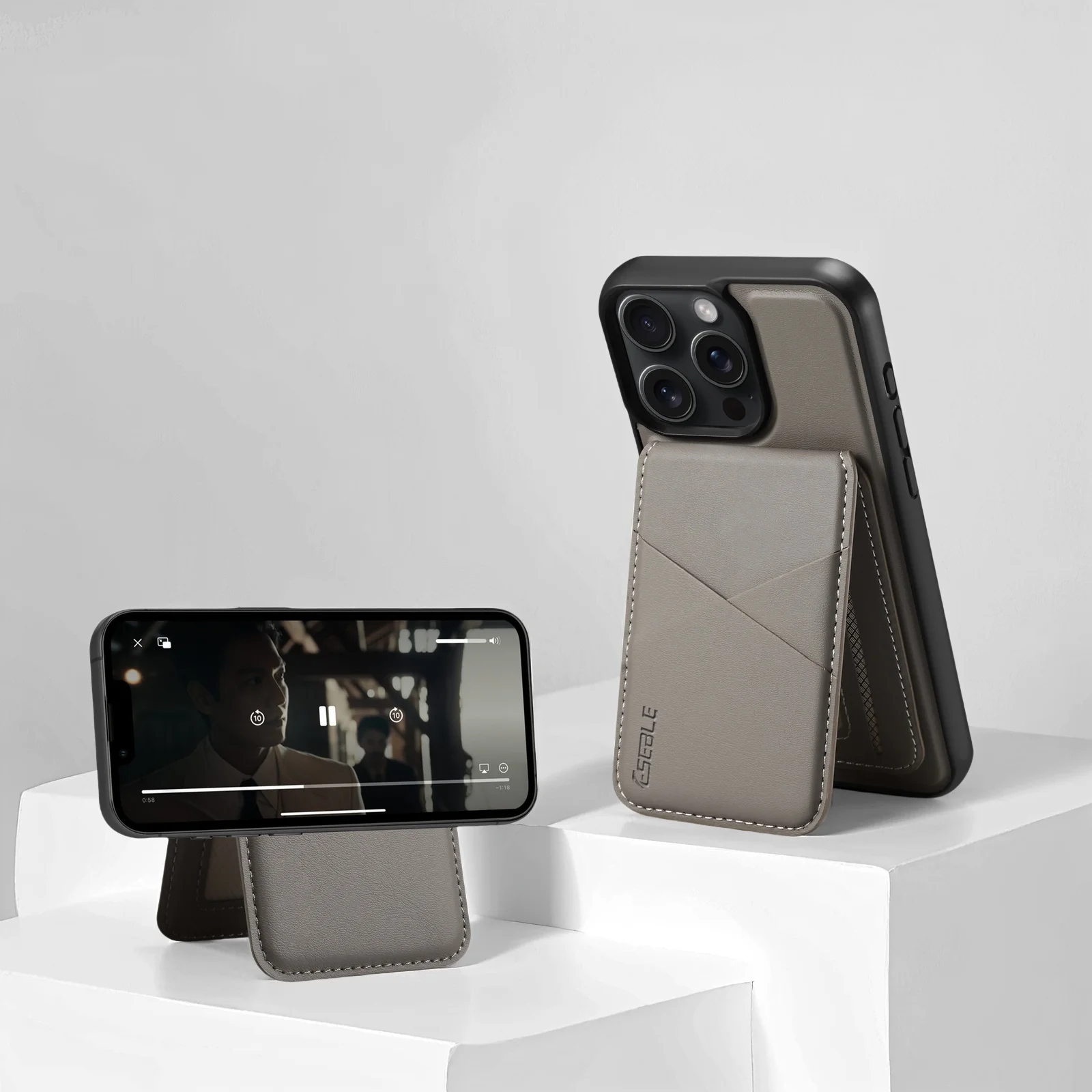 Detachable leather iPhone wallet case magnetic cover view