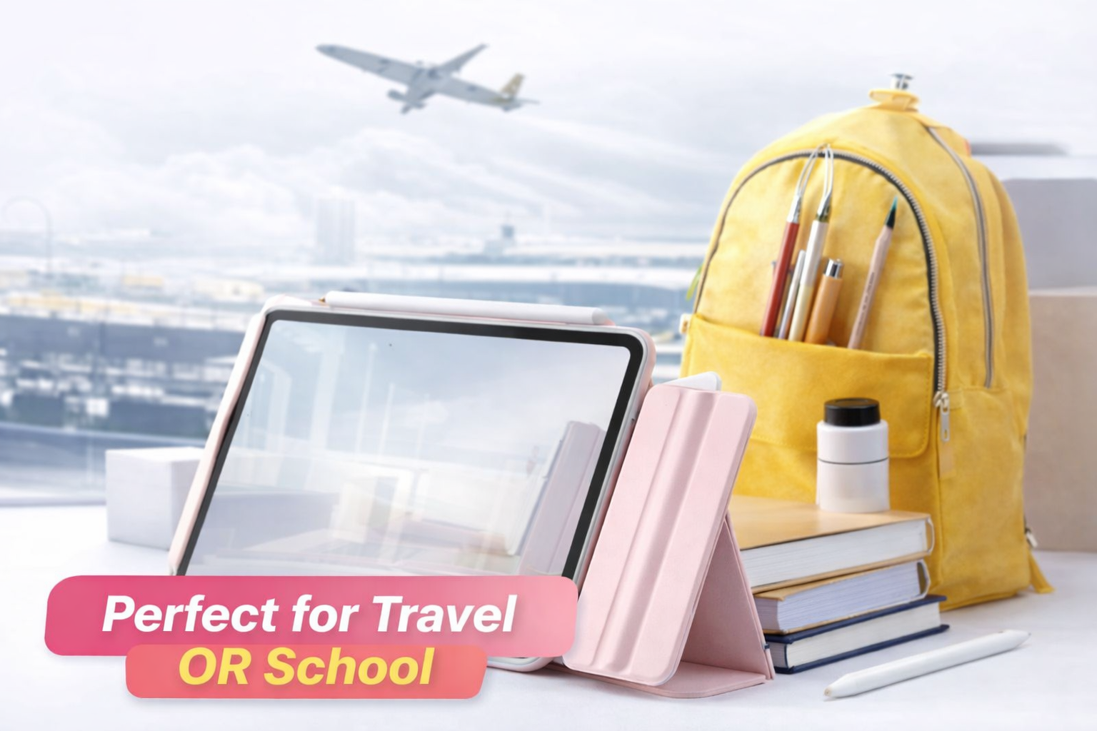 iPad shockproof case pencil holder open view with front cover and stylus slot