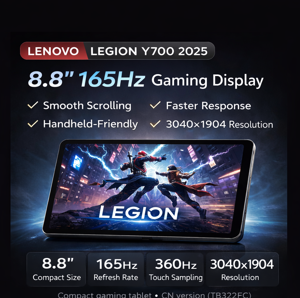 Lenovo Legion Y700 2025 8.8 inch 165Hz gaming display tablet