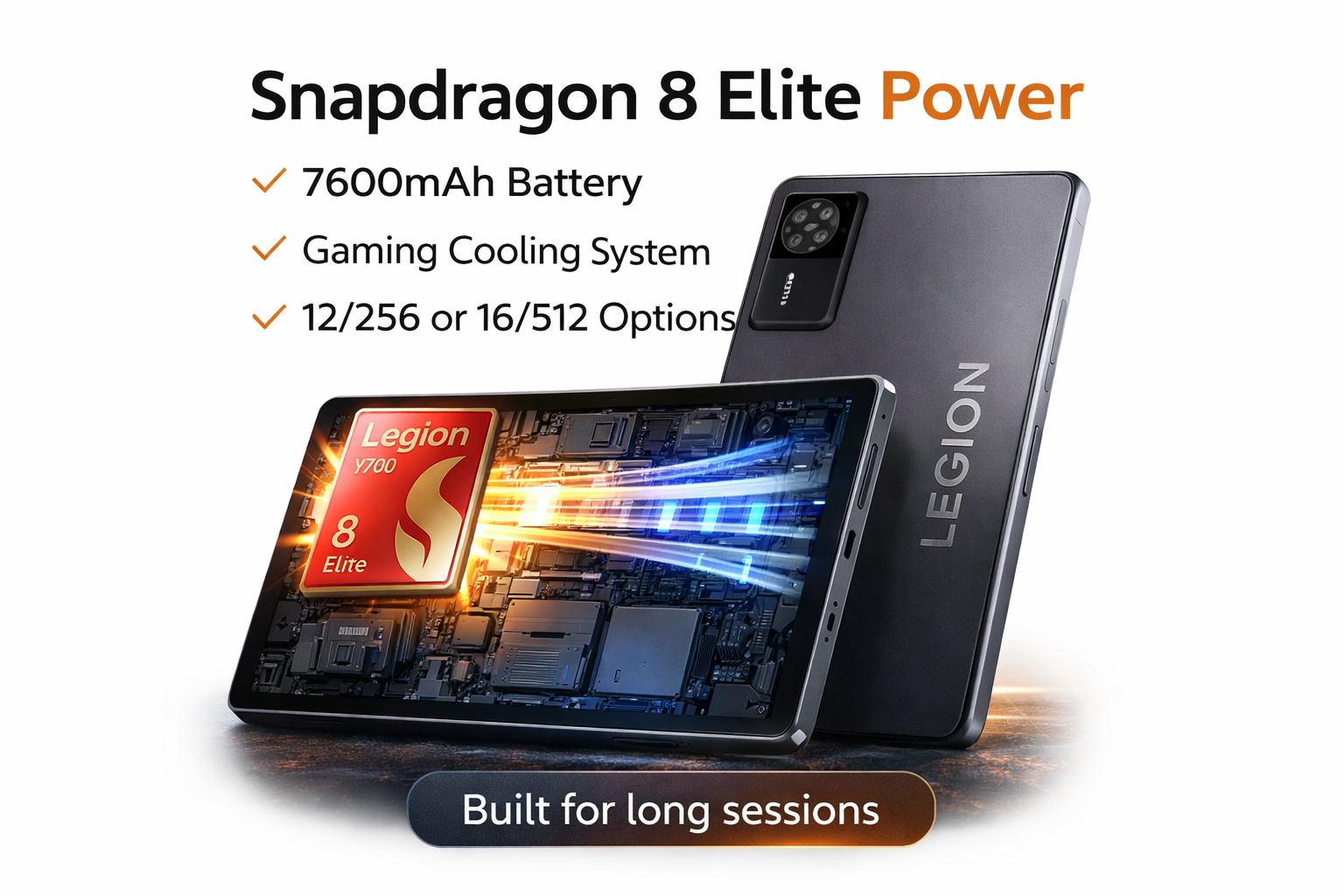 Lenovo Legion Y700 2025 Snapdragon 8 Elite gaming tablet 7600mAh battery